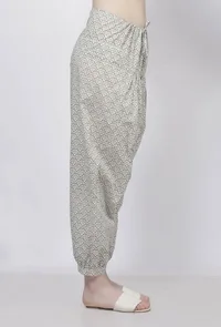 Sage Green Floral Hand-Block Printed Cotton Dhoti image 2