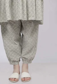 Sage Green Floral Hand-Block Printed Cotton Dhoti image 5