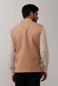 Beige Pure Kashmiri Wool Nehru Jacket image 5