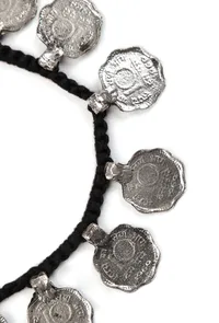 Tribal Coins Black Thread Anklet image 4