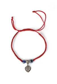 Evil Eye Red Thread Heart Charm Fabric Bracelet Adjustable Cord to Avoid Negative Energy image 2