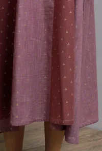 Plum Onion Pink Hand-Block Printed Shoulder Tie Up Dress image 6