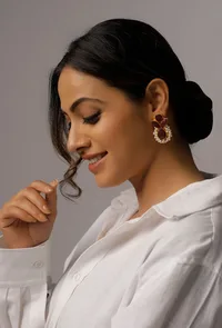 Cherry Red Pearl Earrings image 1