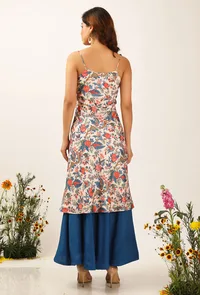 Set Of 2: Bella Floral Chintz Cowl Neck Kurta Dress With Organza Pallazo Pants image 2