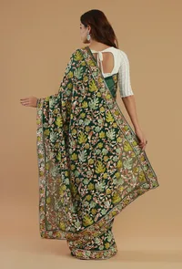 Embroidered Multicolor Georgette Saree with Unstitched Blouse image 6