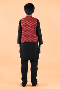 Orian Madder Red Ajrakh Print Cotton Nehru Jacket image 4