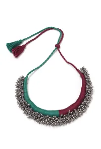 Nihima Duo Red and Green Tribal Ghungroo Necklace image 2