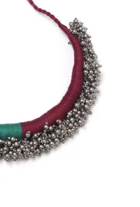 Nihima Duo Red and Green Tribal Ghungroo Necklace image 3