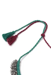 Nihima Duo Red and Green Tribal Ghungroo Necklace image 4