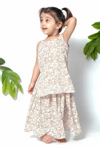 Set of 3 - Rapunzel Brown Floral Cape Jacket with Cotton Slip and Jacket image 3