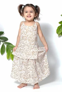 Set of 3 - Rapunzel Brown Floral Cape Jacket with Cotton Slip and Jacket image 4