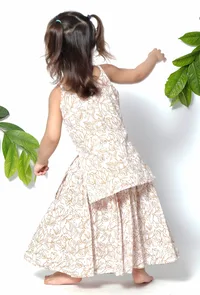 Set of 3 - Rapunzel Brown Floral Cape Jacket with Cotton Slip and Jacket image 5