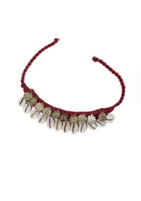 Maroon Red Tribal Coin Anklet image 2