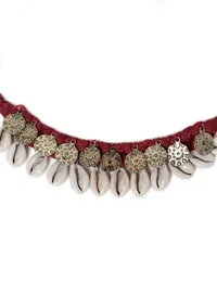 Maroon Red Tribal Coin Anklet image 3
