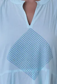 Greenish-Blue Cotton Block Printed Anarkali Kurta image 5