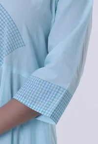 Greenish-Blue Cotton Block Printed Anarkali Kurta image 6