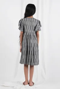 Black Ikat Wrap Around Cotton Dress image 4