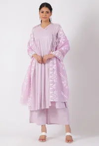 Periwinkle Purple Chickoo Net Dupatta image 1