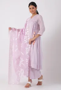 Periwinkle Purple Chickoo Net Dupatta image 2