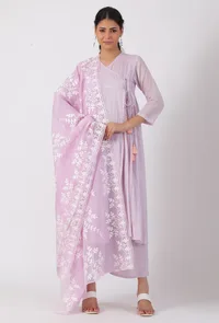 Periwinkle Purple Chickoo Net Dupatta image 3