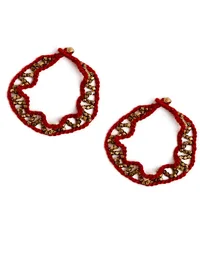 Set Of 2- Alina Red Thread German Silver Anklets image 2