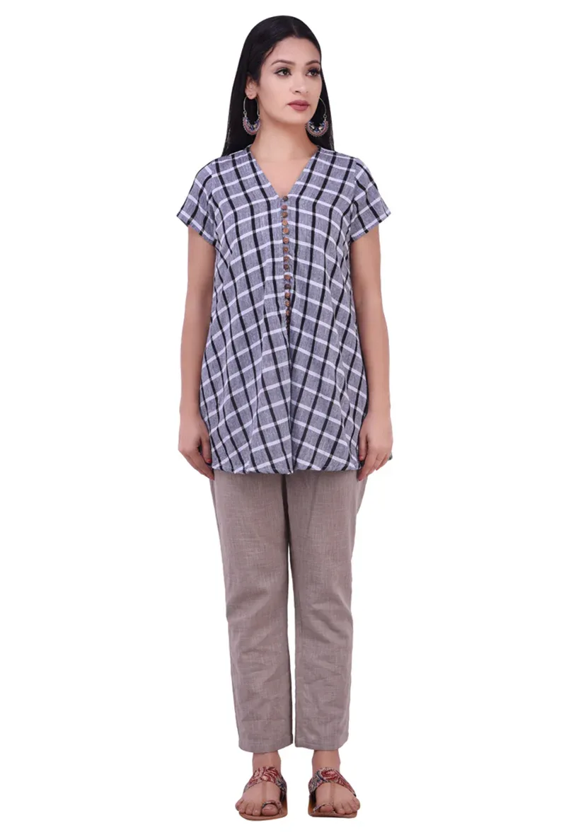 Grey Gamcha Cotton Top