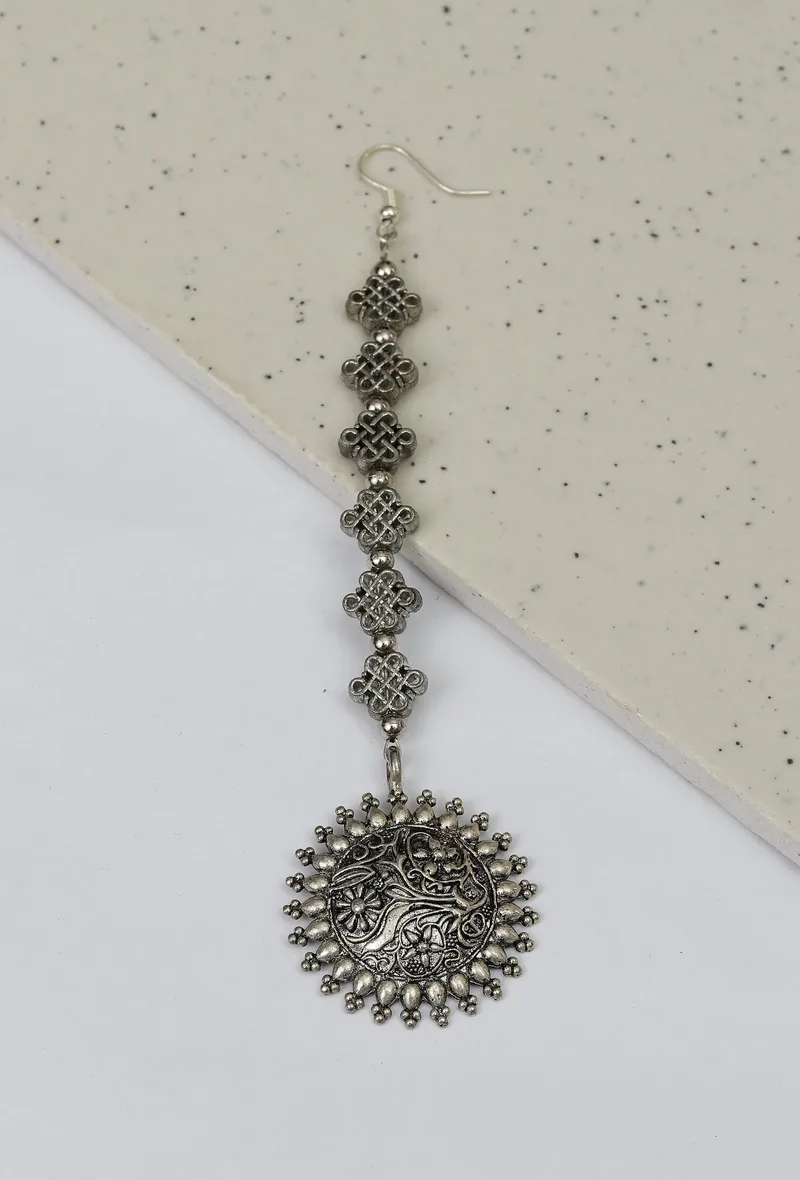 Tribal Sunburst Oxidized Earrings
