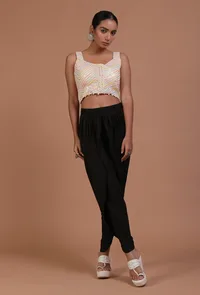 Off White Color Cotton Sitara work Blouse image 2