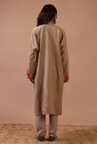 Beige Woolen Ari Embroidered Phiran- Free Size image 4