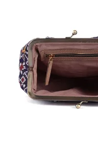 White, Blue & Multi Silk Patola Print Clutch image 6