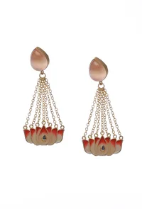 Pastel Pink Ombre Gold Chain Earrings image 2