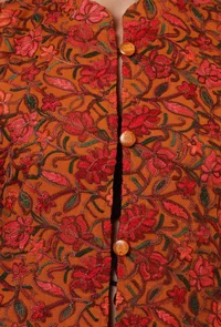 Orange & Multicolor Ari Embroidered Kani Short Jacket image 5