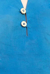 Set Of 2: Swirl Blue Cotton Shirt And Blue Capri image 4