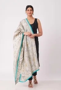 Oeshi hand embriodered kantha silk dupatta image 1