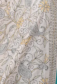 Oeshi hand embriodered kantha silk dupatta image 4