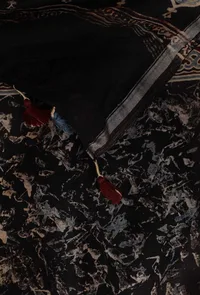 Black Shibori-Ajrakh Chanderi Silk Dupatta image 4
