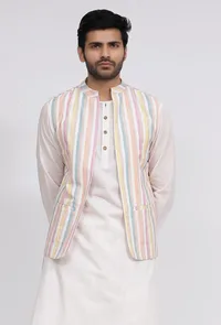 White Stripe Nehru Jacket image 2