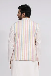 White Stripe Nehru Jacket image 3