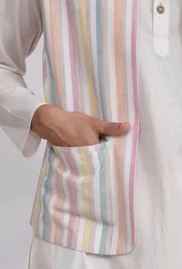 White Stripe Nehru Jacket image 5