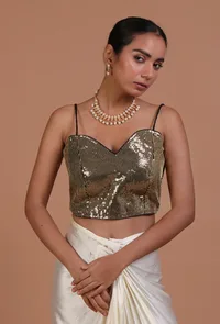 Green Color Raw Silk Sitara work Blouse image 1