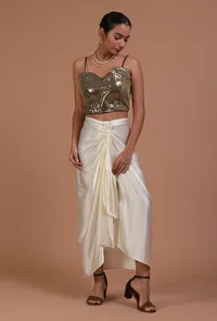 Green Color Raw Silk Sitara work Blouse image 2