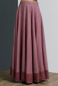 Onion-Pink Hand-Block Printed Long Skirt image 1