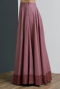 Onion-Pink Hand-Block Printed Long Skirt image 2