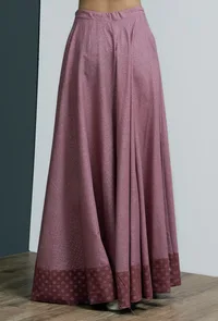 Onion-Pink Hand-Block Printed Long Skirt image 3