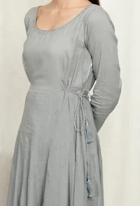 Set of 2: Grey Cotton Kurta and Chooridaar image 4