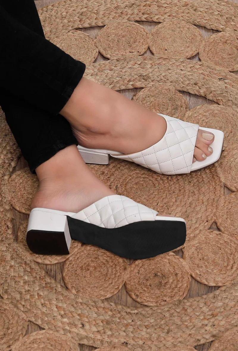 White Cushioned Cruelty Free Leather Heels