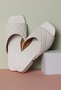 White Cushioned Cruelty Free Leather Heels image 2