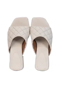 White Cushioned Cruelty Free Leather Heels image 3
