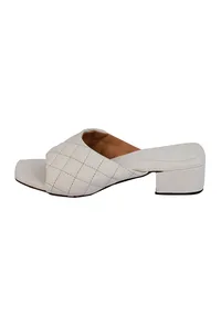 White Cushioned Cruelty Free Leather Heels image 5