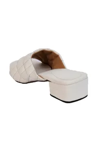White Cushioned Cruelty Free Leather Heels image 6